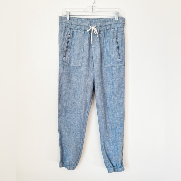 Athleta Pants - Athleta 100% Linen Cabo Joggers Chambray Drawstring 12 Coastal Beachy Travel